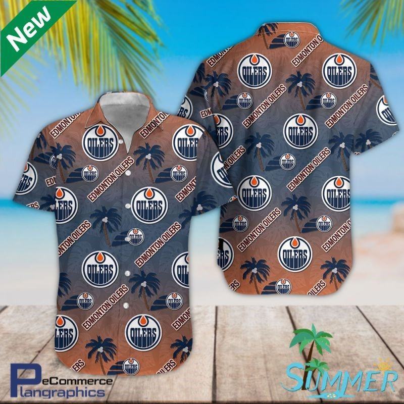 Edmonton Oilers Team Aloha Shirt Hawaiian Shirt Tropical Aloha Button Up