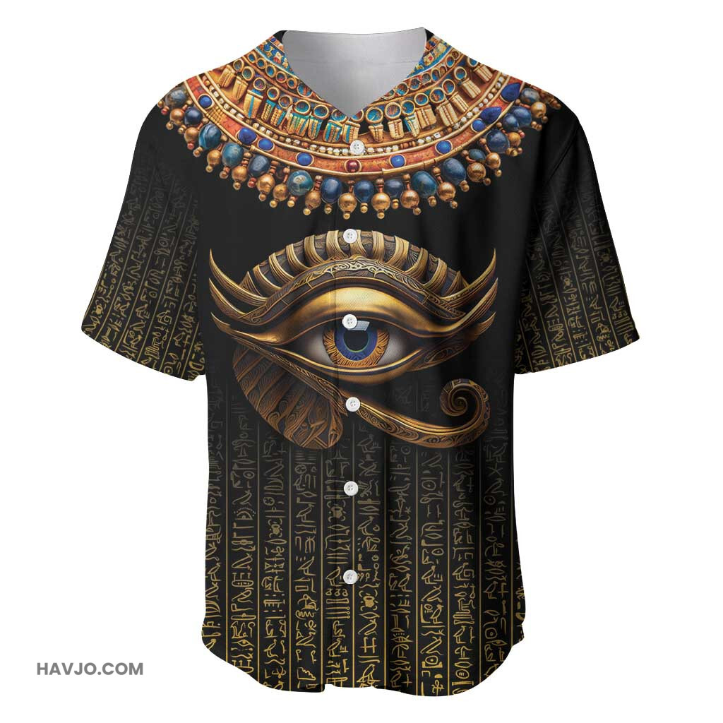 Egypt Eyes Of Horus with Egyptian Hieroglyphs Baseball Jersey