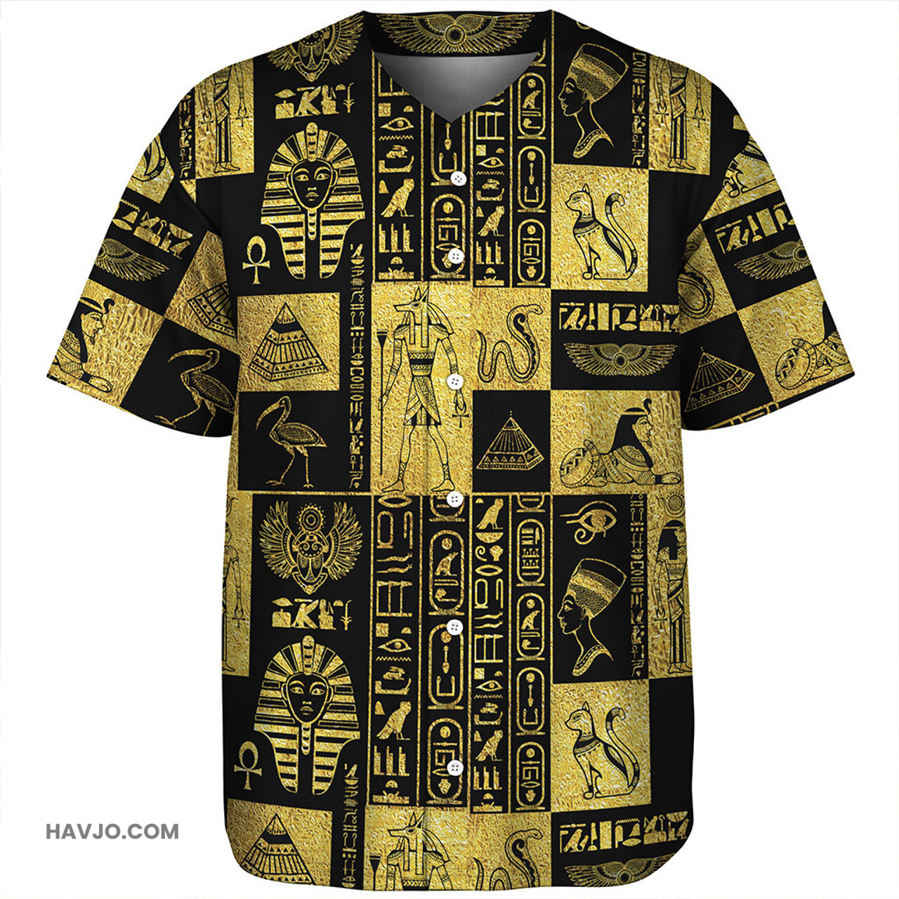 Egypt Symbols Gold Baseball Jersey