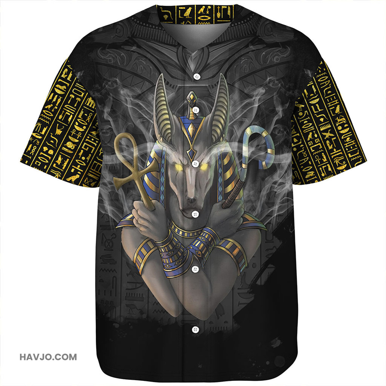 Egyptian Anubis In Black Baseball Jersey