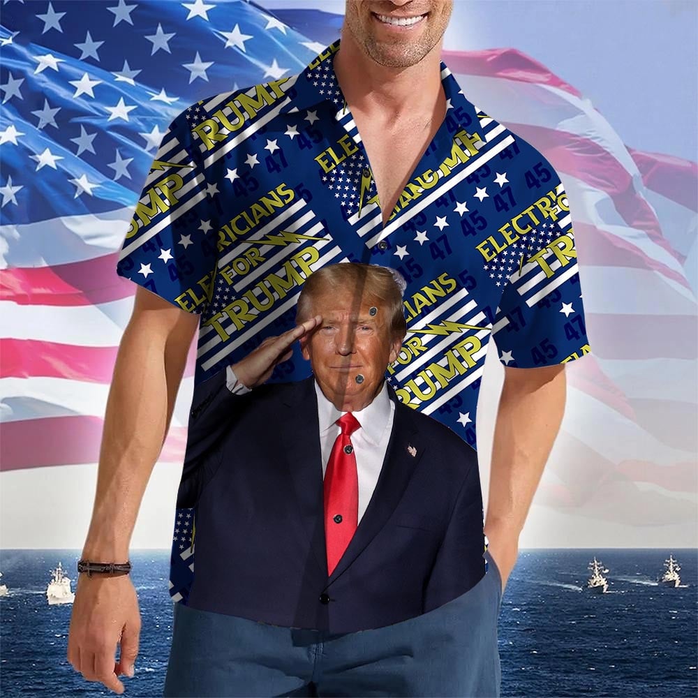 Electricians For Trump 2024 Hawaiian Shirt Vote For Trump MAGA Merch Gifts For Electricians