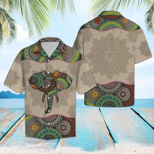 Elephant Mandala Hawaiian Shirt Tropical Aloha Button Up