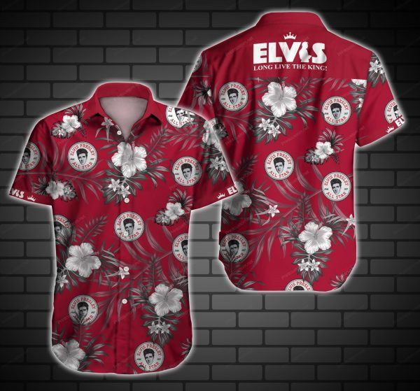 Elvis Presley Hawaiian Shirt Tropical Aloha Button Up