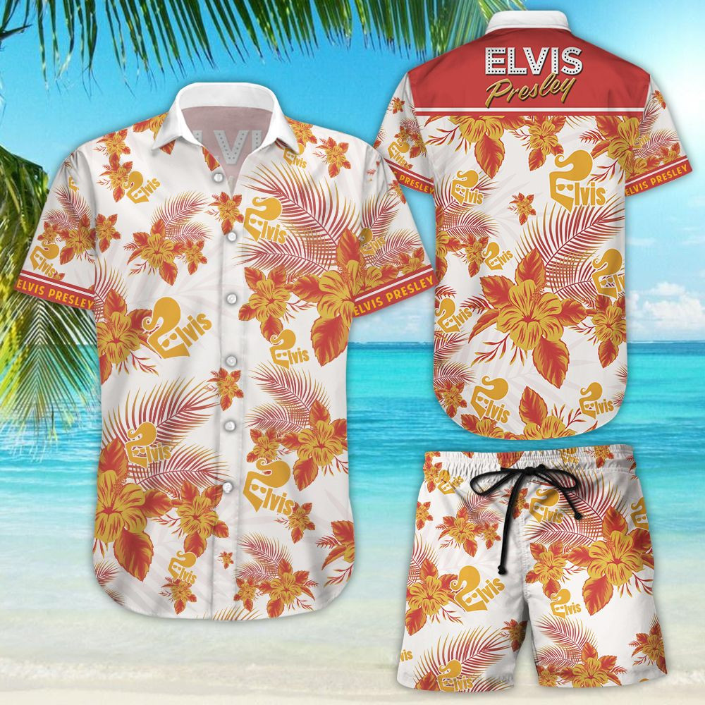 Elvis Presley Hawaiian Shirt Tropical Aloha Button Up