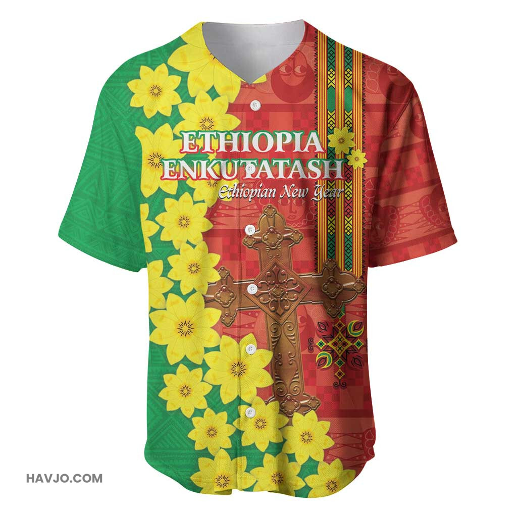 Enkutatash Ethiopia Melkam Addis Amet Adey Abeba Flower Baseball Jersey