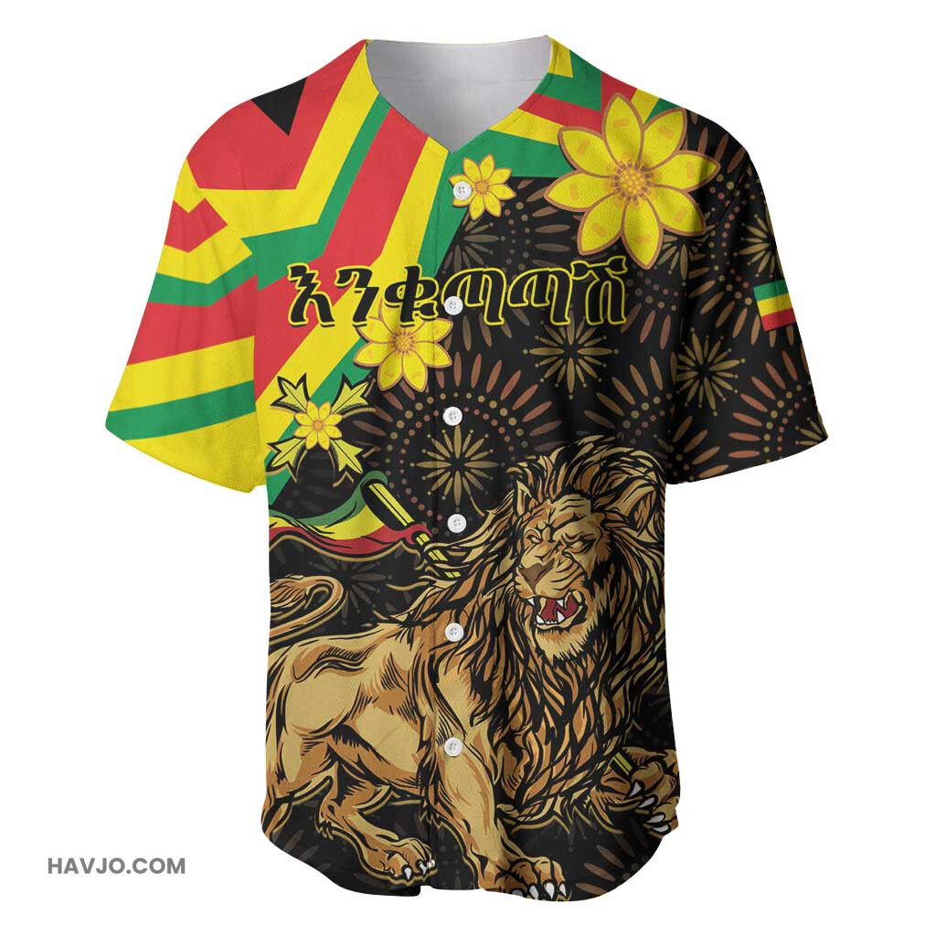 Enkutatash Ethiopia New Year Lion of Judah Adey Abeba Flower Baseball Jersey