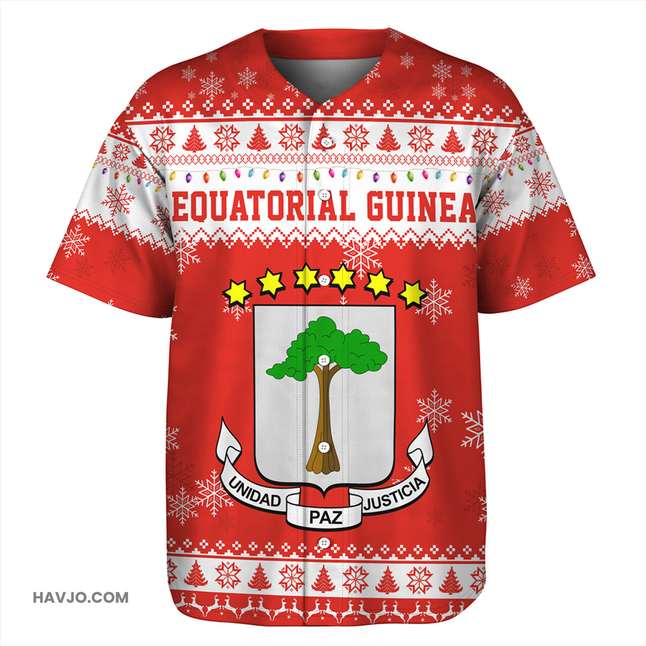 Equatorial Guinea Christmas Style Pattern Baseball Jersey