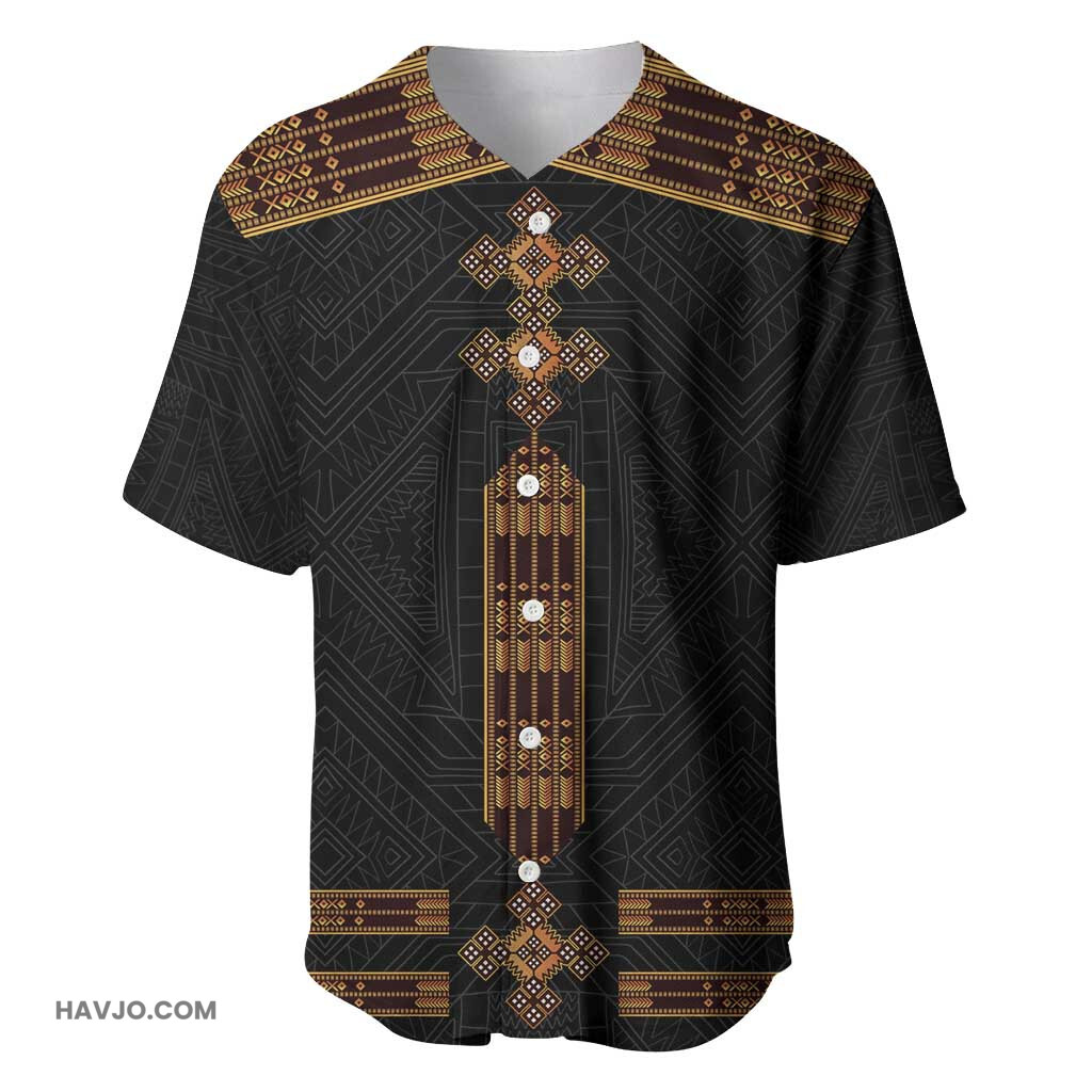 Eritrea Tilet Habesha Style Black Baseball Jersey