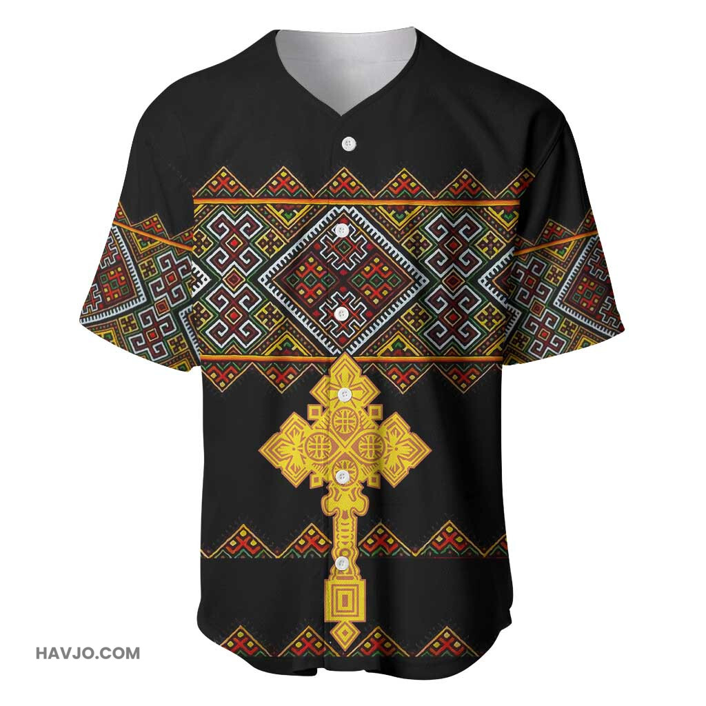 Eritrea Tilet Mix Eritrean Cross Black Baseball Jersey