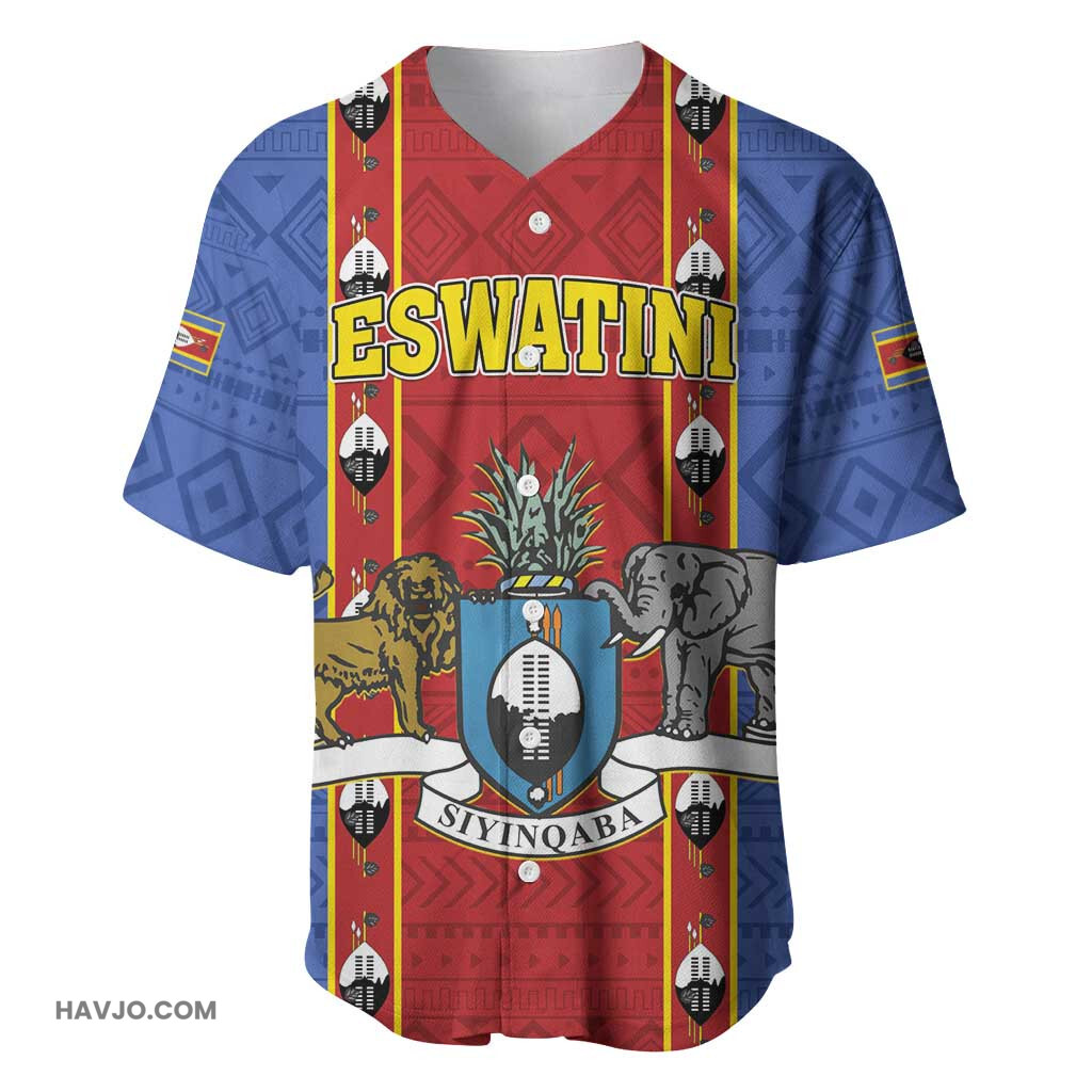 Eswatini African Pattern Swaziland Shield Siyinqaba Baseball Jersey