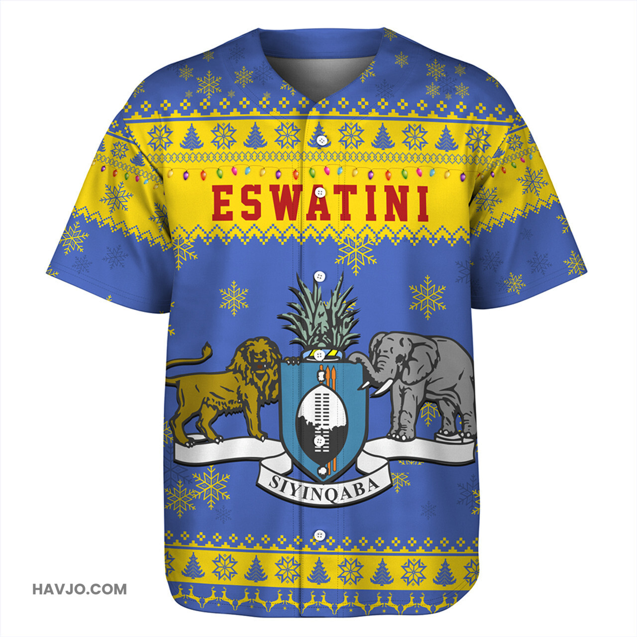 Eswatini Christmas Style Pattern Baseball Jersey