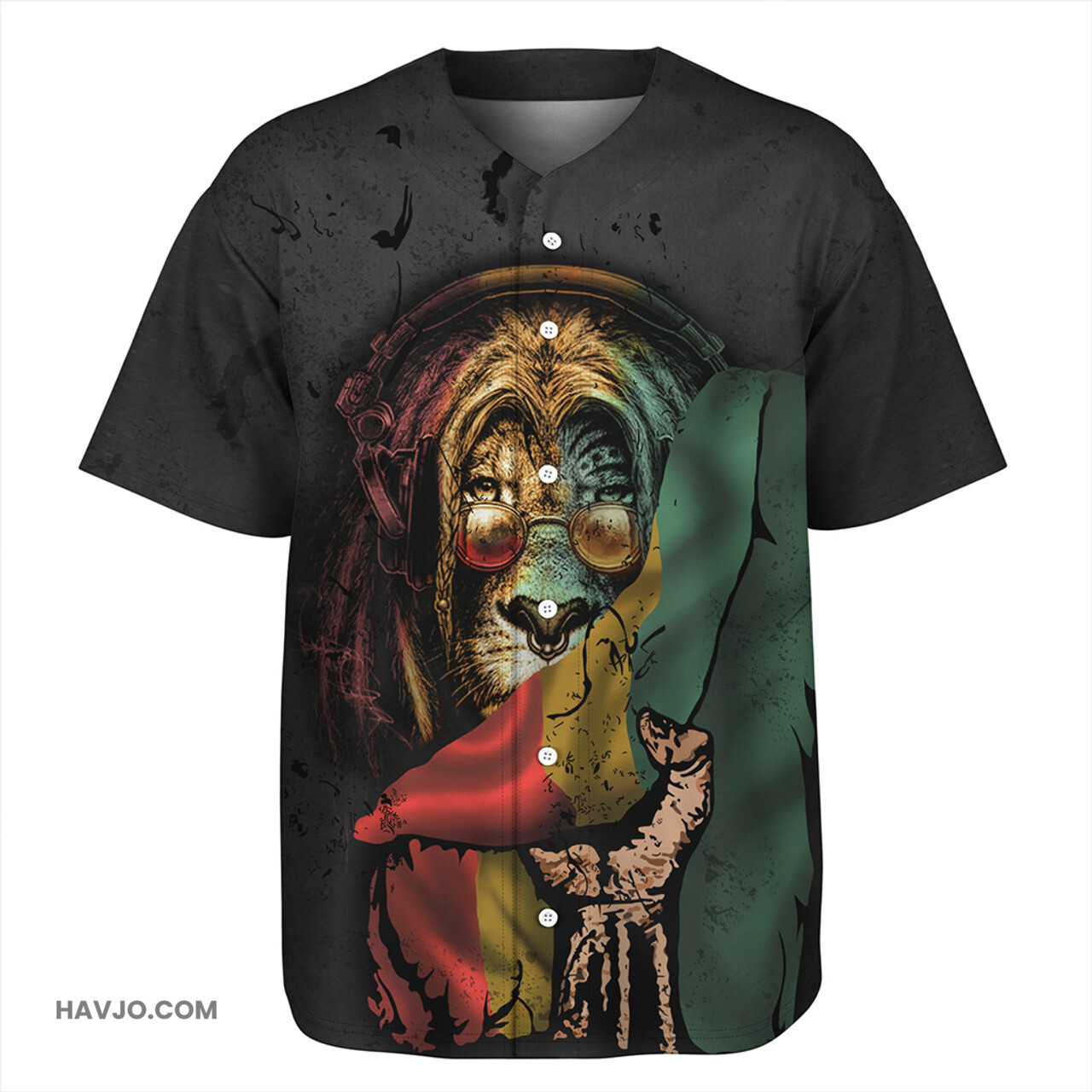 Ethiopia Black Rasta Lion Unveiled Baseball Jersey