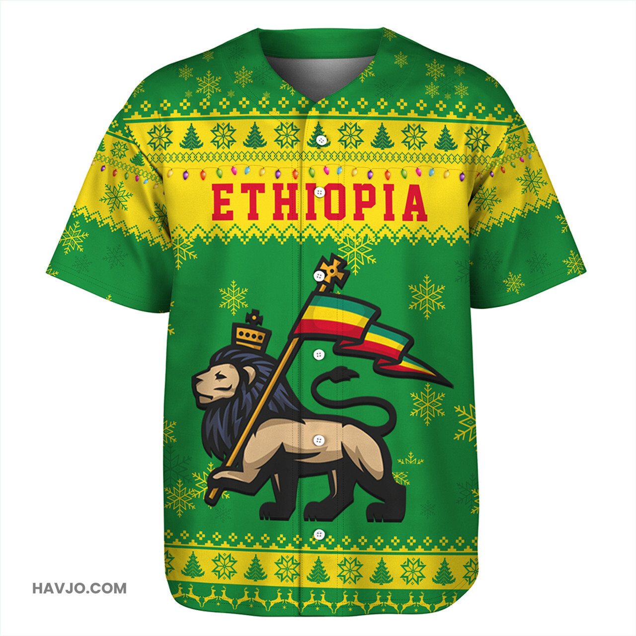 Ethiopia Christmas Style Pattern Baseball Jersey