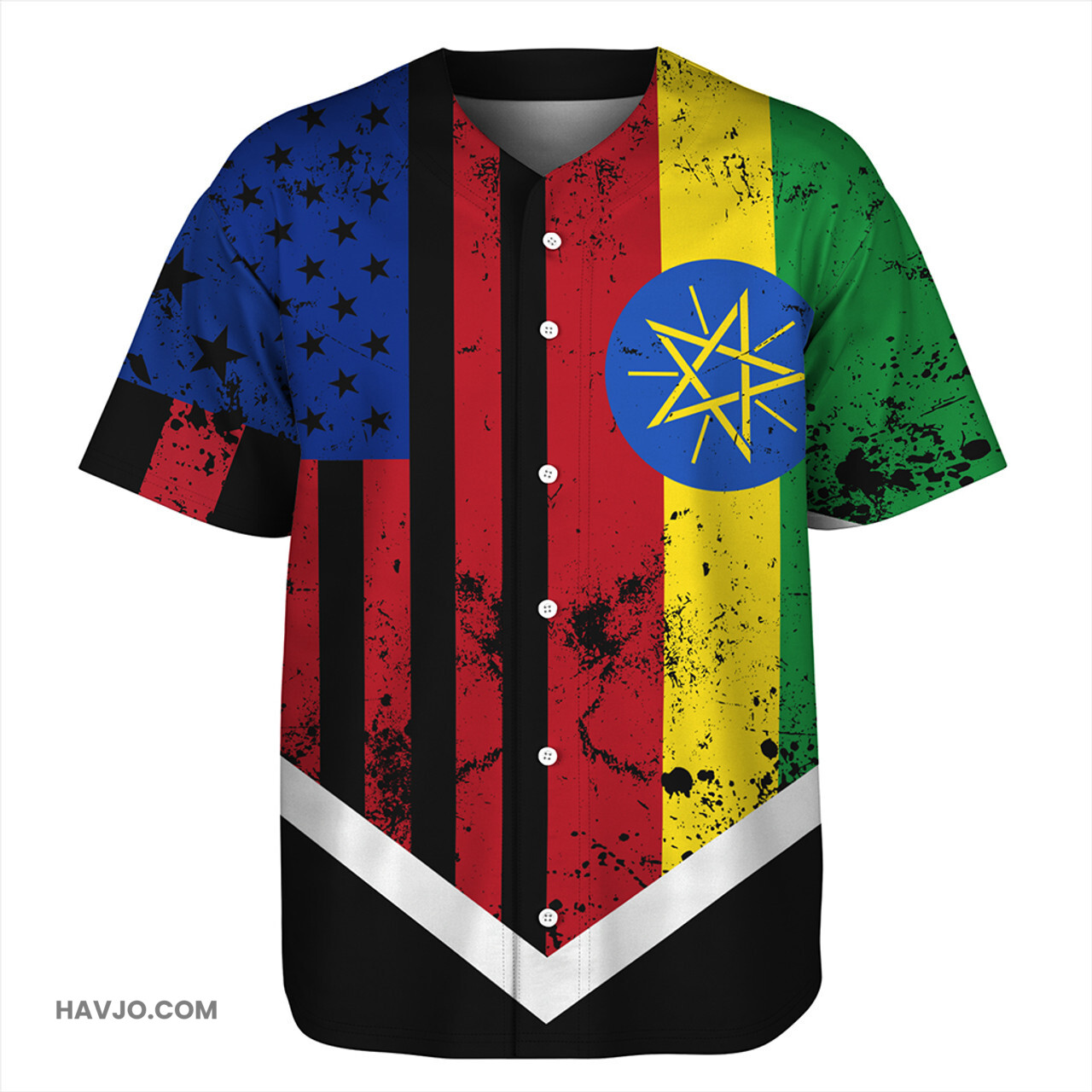 Ethiopia Ethiopian American Hybrid Flag Baseball Jersey