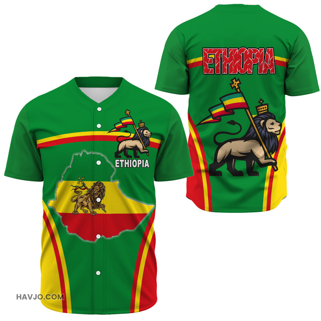 Ethiopia Lion Active Flag Baseball Jersey