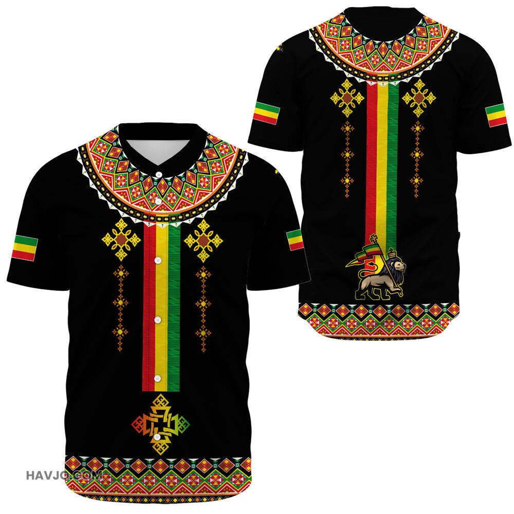 Ethiopia Lion Style Patterns Baseball Jersey