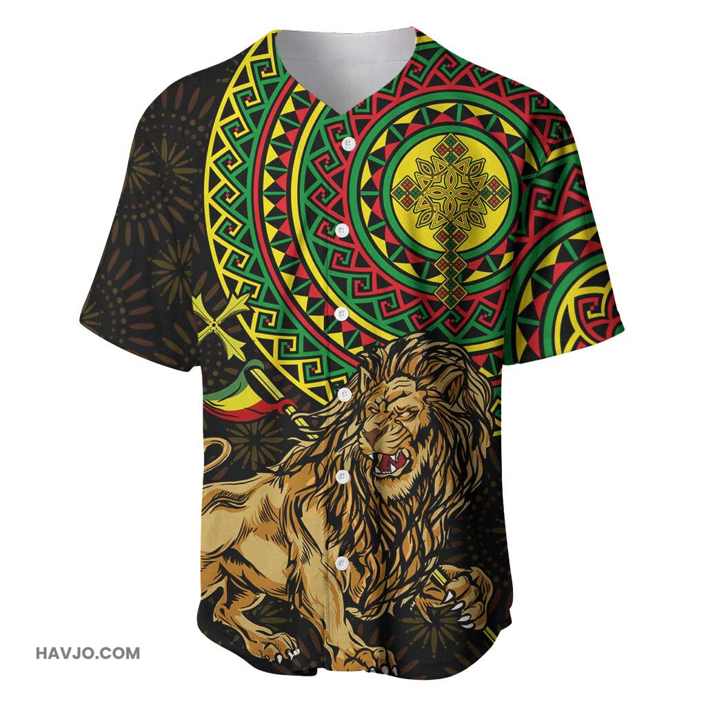 Ethiopia National Day Lion Of Judah African Pattern Baseball Jersey