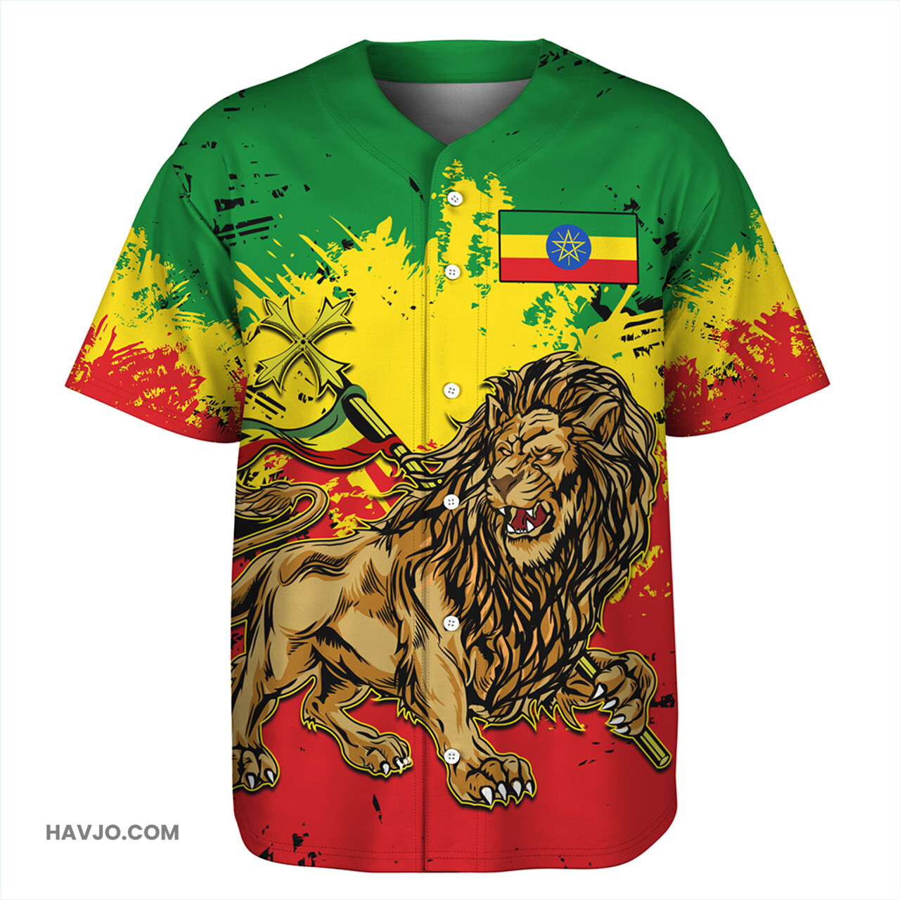 Ethiopia Pride Lion Flag Baseball Jersey