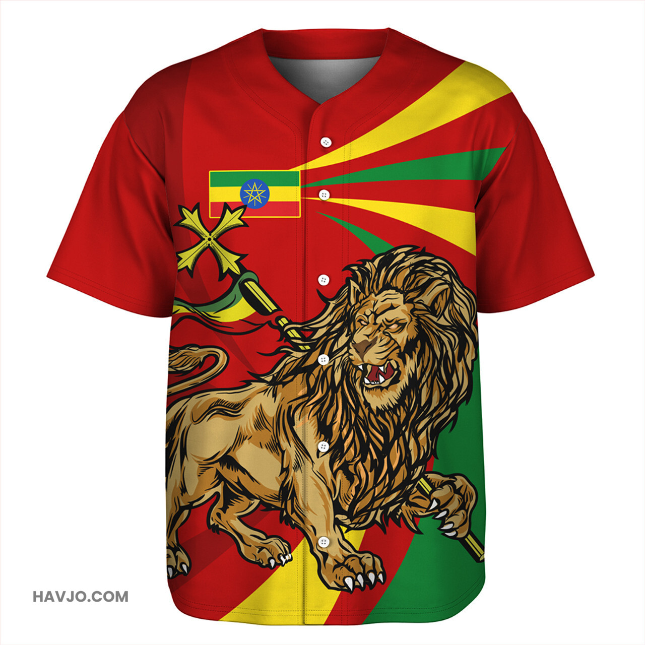Ethiopia The Lion Of Judah Style Baseball Jersey