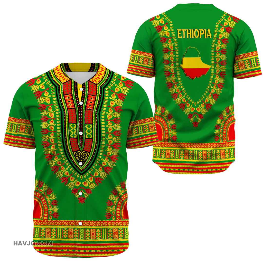 Ethiopia Traditional Dashiki Baseball Jersey