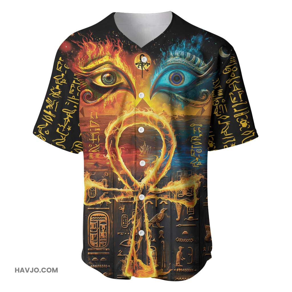 Eye of Ra and Eye of Horus Power and Magic Ancient Egyptian Mythology Baseball Jersey