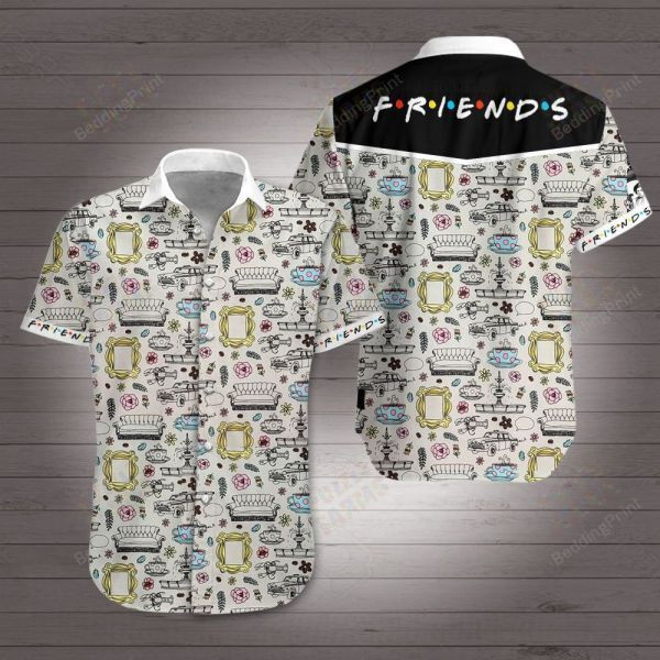 F.r.i.e.n.d.s Hawaiian Shirt Tropical Aloha Button Up
