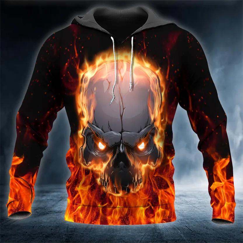 Face To Face With Fire Skull 3D All Over Print Hoodie