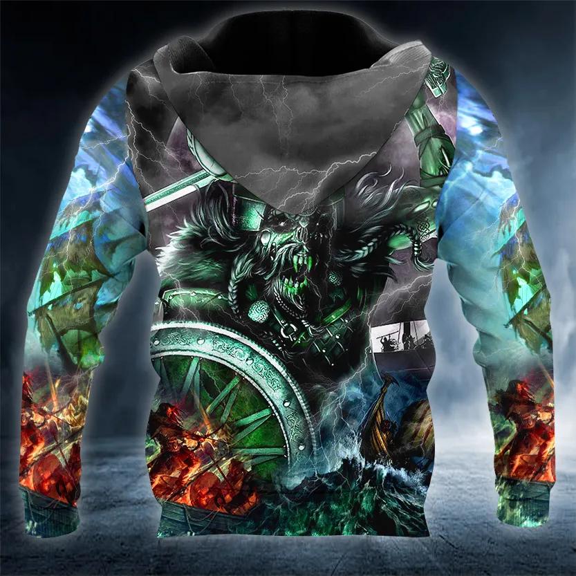 Alternative view of Fantasy Combatant Viking 3D All Over Print Hoodie