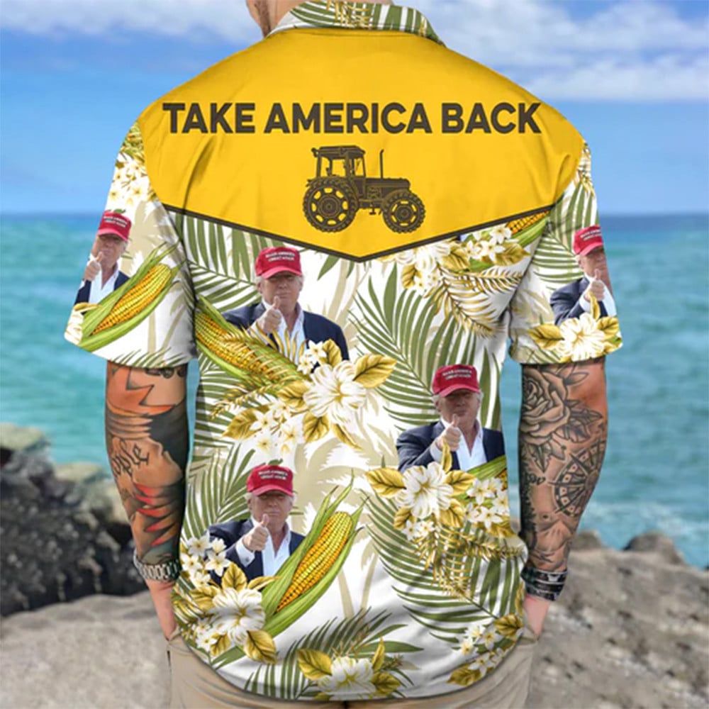 Farmer For Trump 2024 Hawaiian Shirt Take America back Donald Trump Shirt Gifts For Farmer