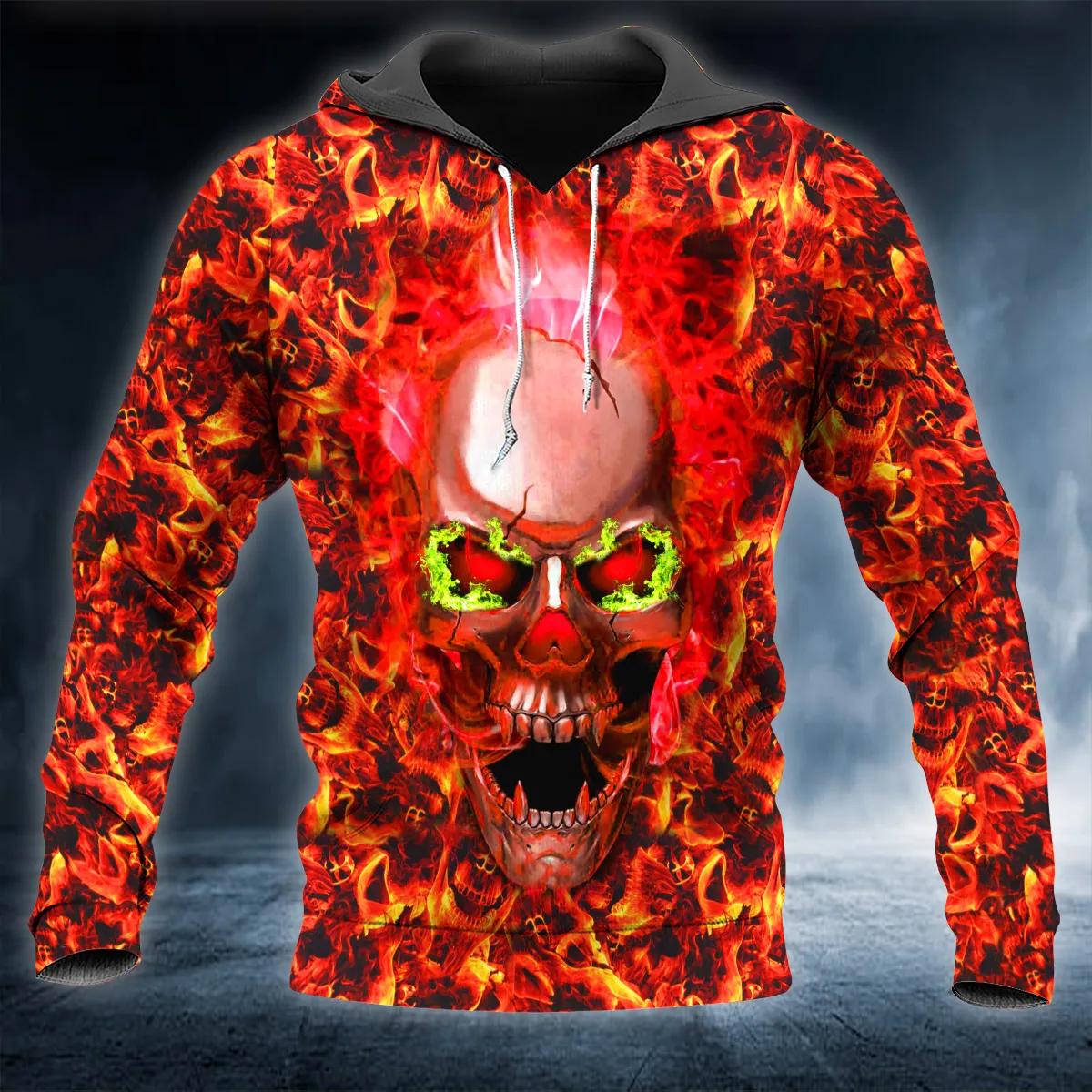 Fire Frenzy Skull 3D All Over Print Hoodie