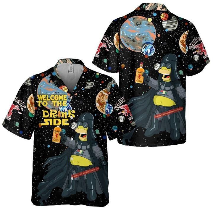 Fireball Simpson Welcome To The Drink Side Hawaiian Shirt Tropical Aloha Button Up