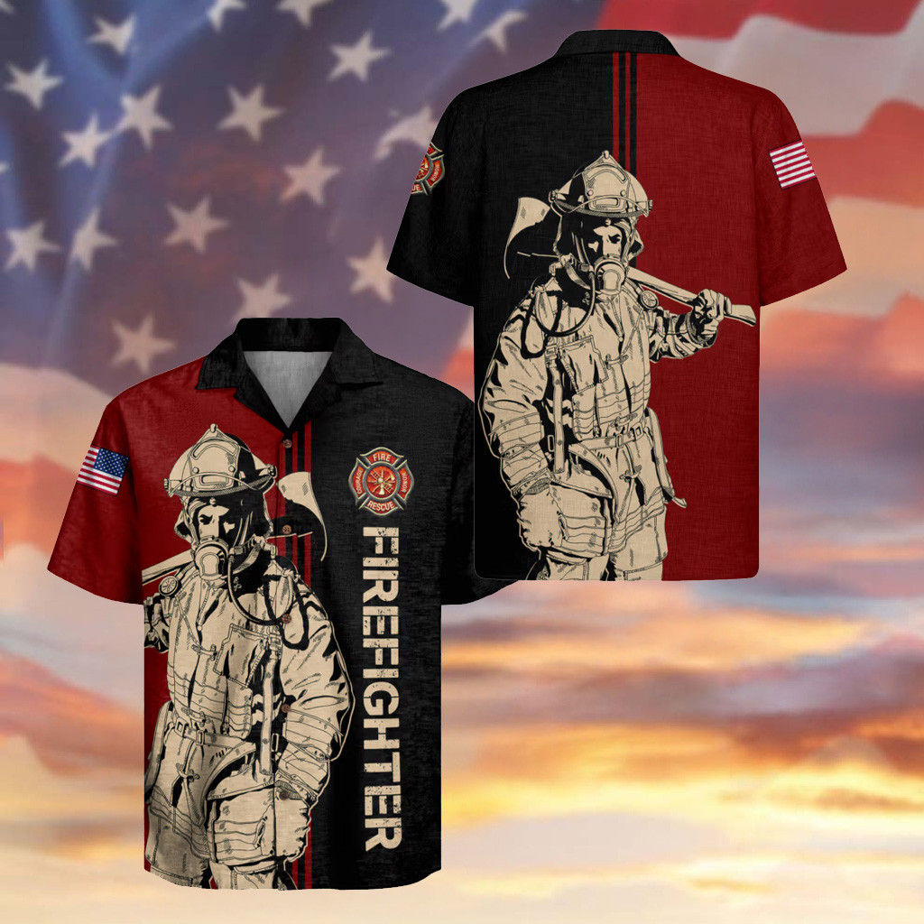 Firefighter Hawaiian Shirt Soldier Fire Dept Symbol Clothes Pride Presents For Fireman