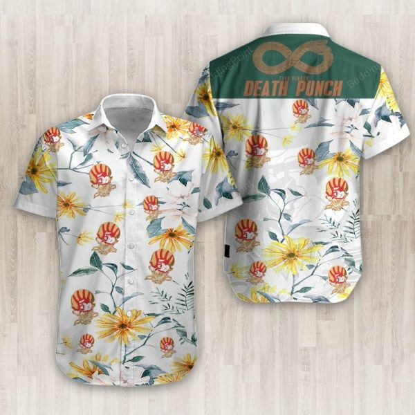 Five Finger Death Punch Hawaiian Shirt Tropical Aloha Button Up