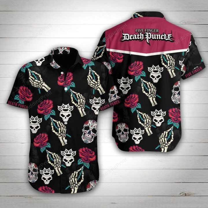 Five Finger Death Punch Hawaiian Shirt Tropical Aloha Button Up