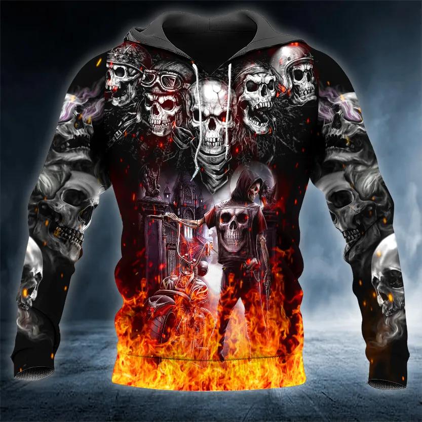 Five Ghost Riders Skull 3D All Over Print Hoodie