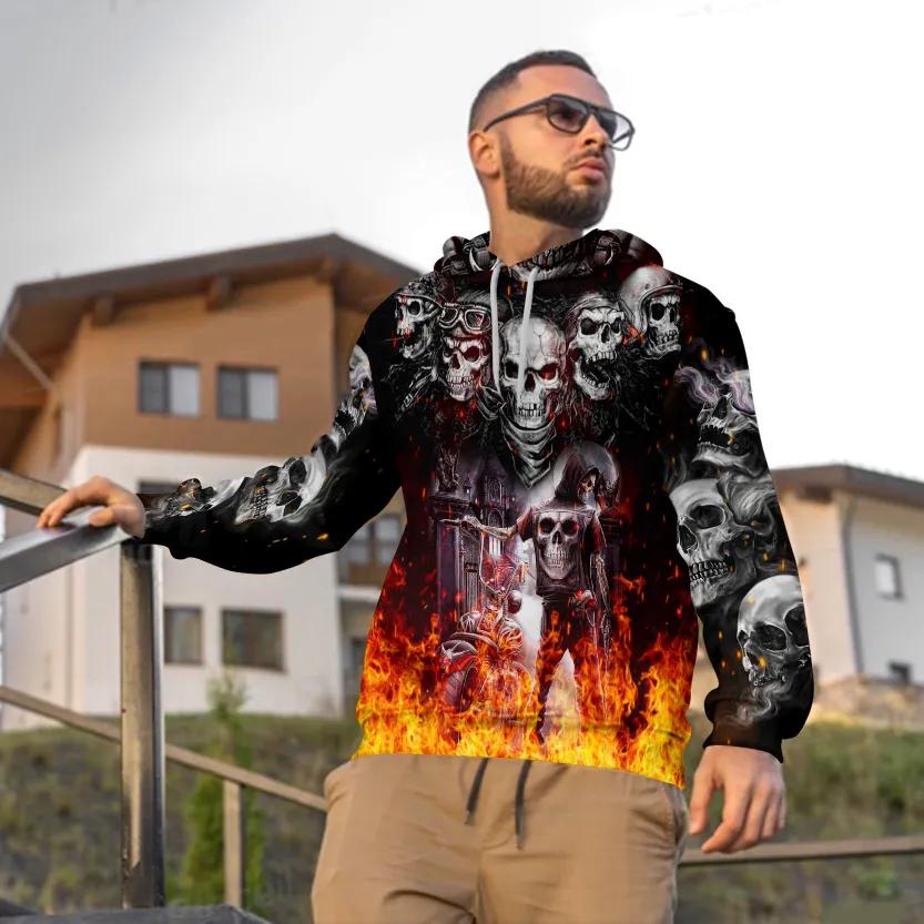 Alternative view of Five Ghost Riders Skull 3D All Over Print Hoodie