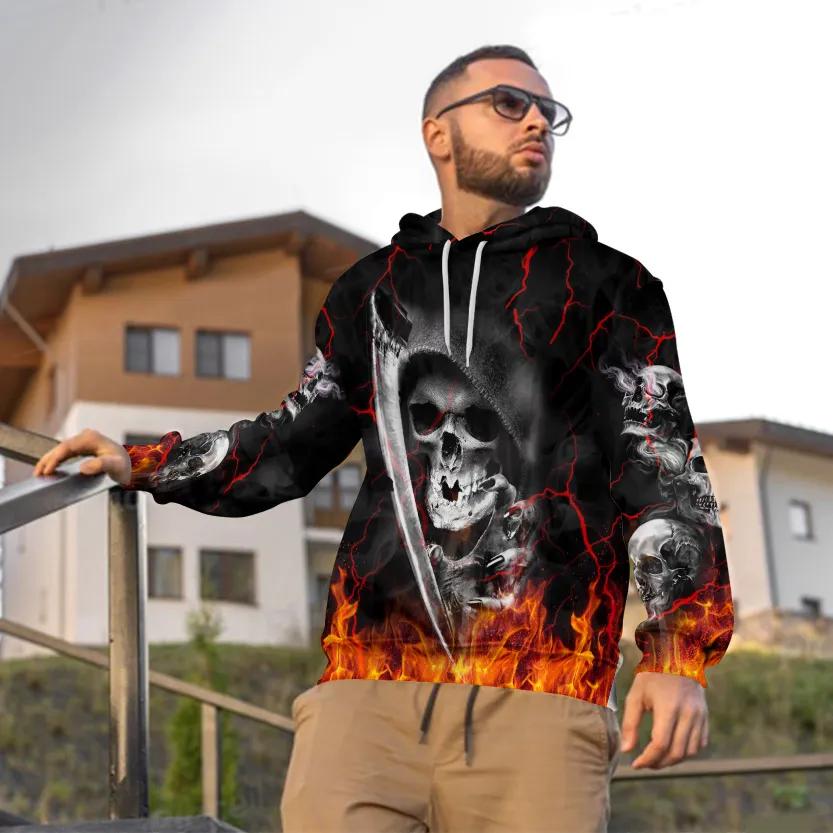 Alternative view of Flee From Death Skull 3D All Over Print Hoodie