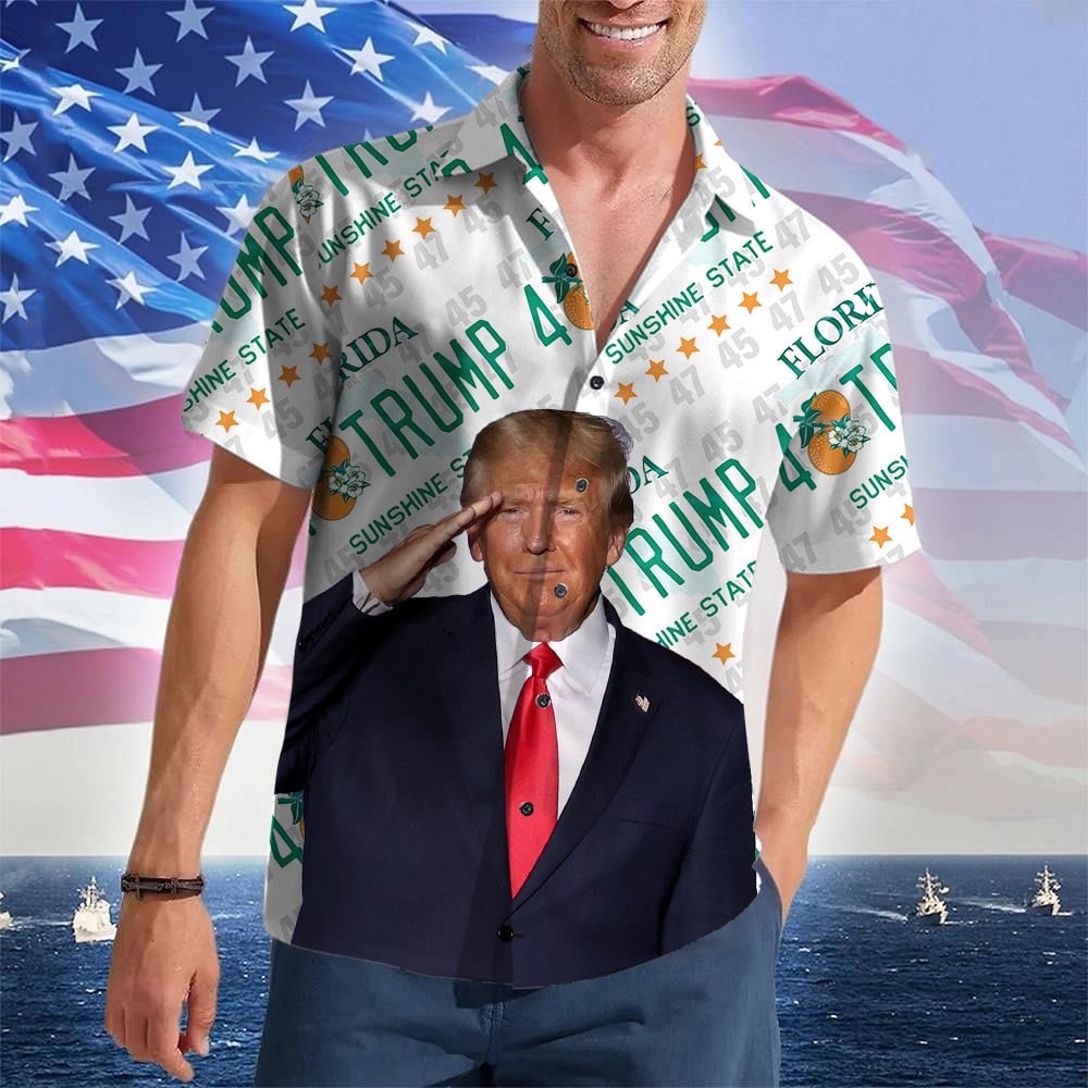 Florida For Trump 2024 Hawaiian Shirt Sunshine State Vote For Donald Trump Patriotic Button Up