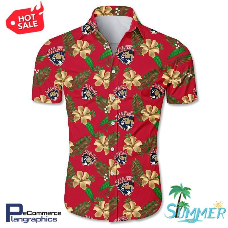 Florida Panthers All Over Print Hawaiian Shirt Tropical Aloha Button Up