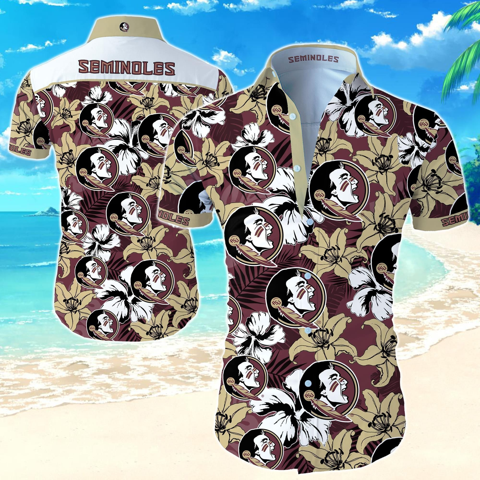 Florida State Seminoles Hawaiian Shirt Tropical Aloha Button Up