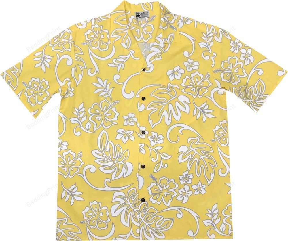 Flowers Power Hawaiian Shirt Tropical Aloha Button Up