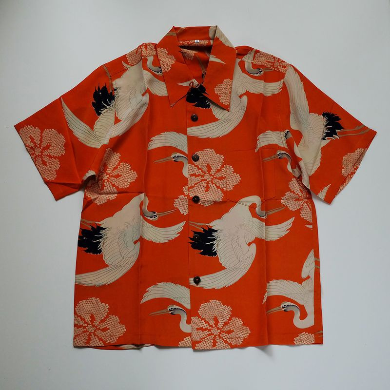 Flying Stork Japanese Art Hawaiian Shirt Tropical Aloha Button Up