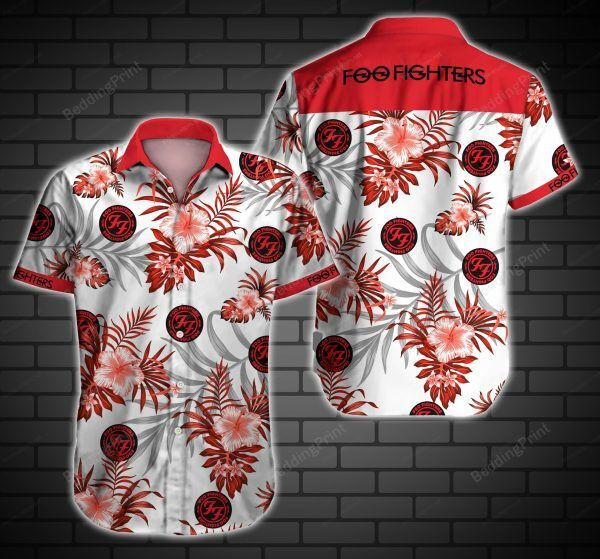 Foo Figher Hawaiian Shirt Tropical Aloha Button Up