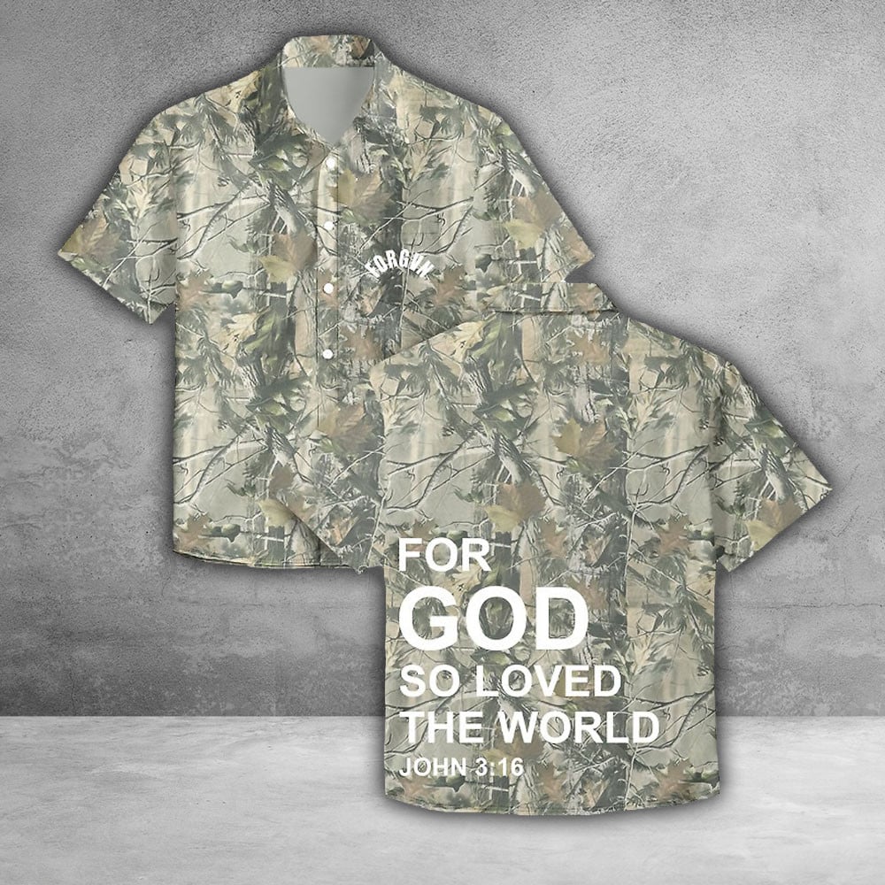 For God So Loved The World Camo Hawaiian Shirt John 3 16 Bible Verse Christian Gift Ideas
