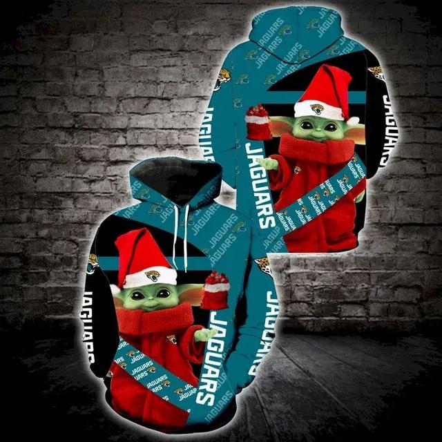 For Yoda Lovers Jacksonville Jaguars Christmas NFL 3D All Over Print Hoodie