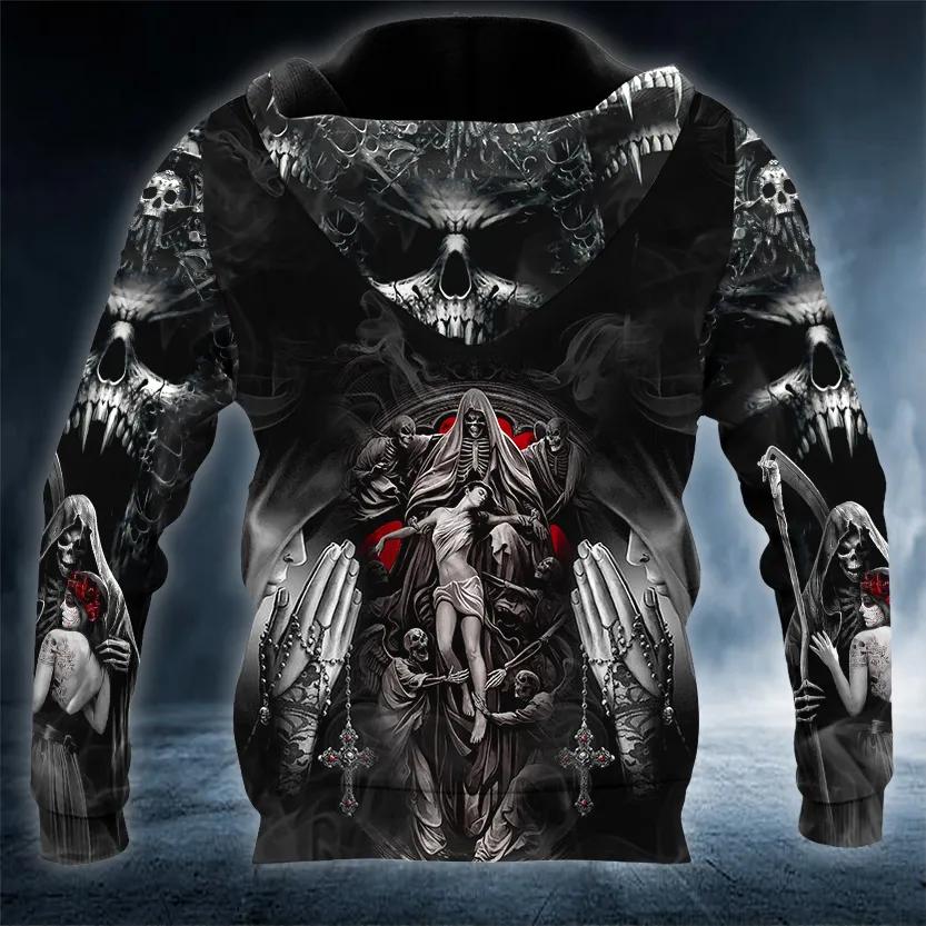 Alternative view of Forbidden Love Gothic Beauty The Death Angel Skull 3D All Over Print Hoodie