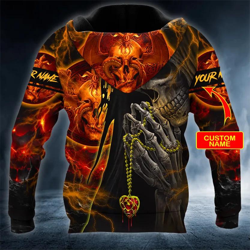 Alternative view of Forbidden Prayer Skull Custom 3D All Over Print Hoodie