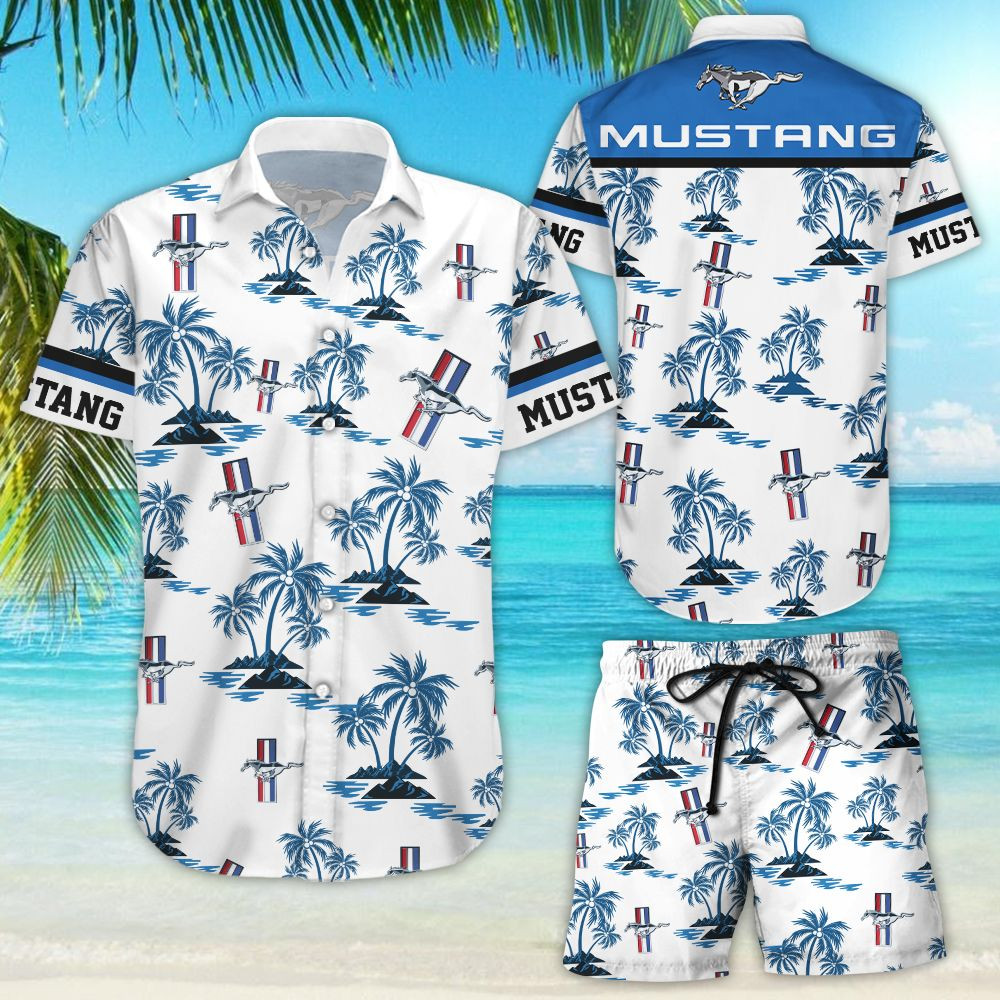 Ford Mustang Logo Hawaiian Shirt Tropical Aloha Button Up
