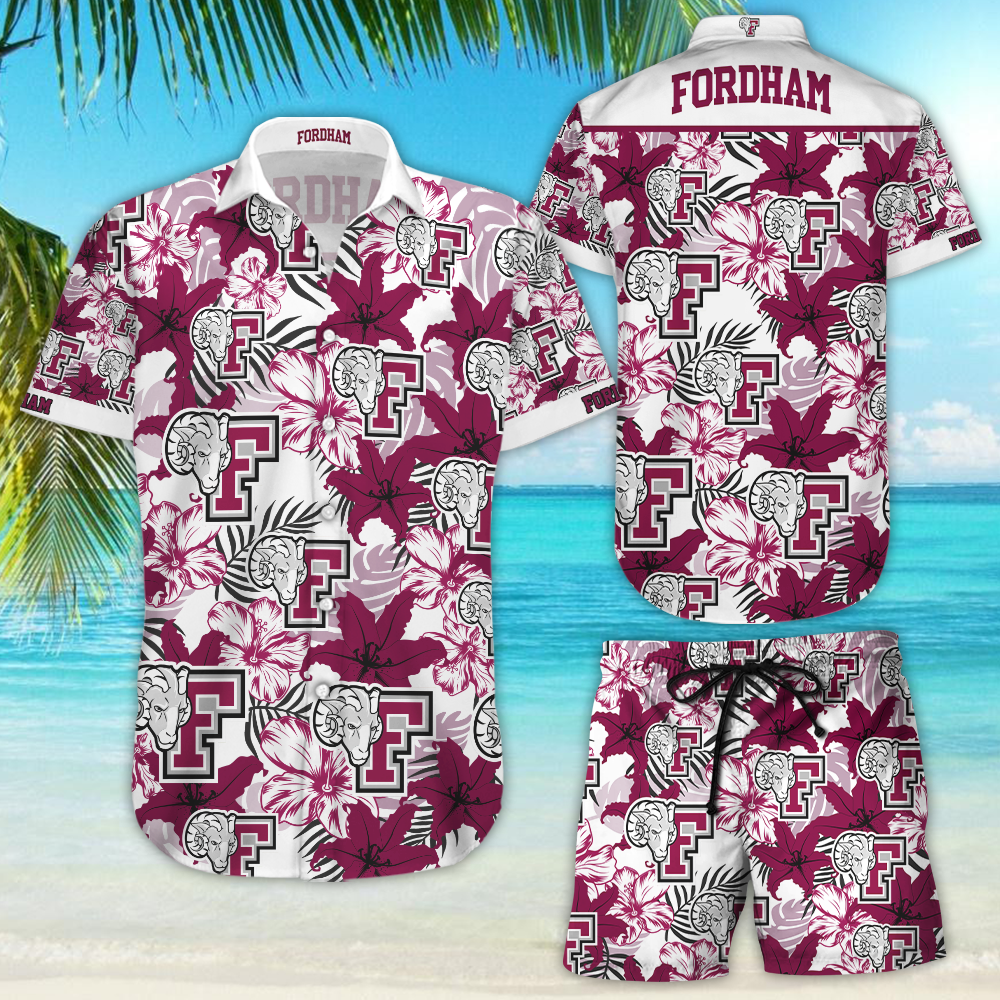 Fordham Rams Hawaiian Shirt Tropical Aloha Button Up