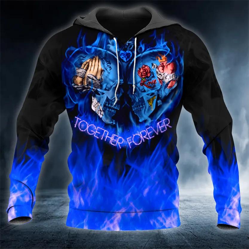 Forever Together Couple Skull 3D All Over Print Hoodie